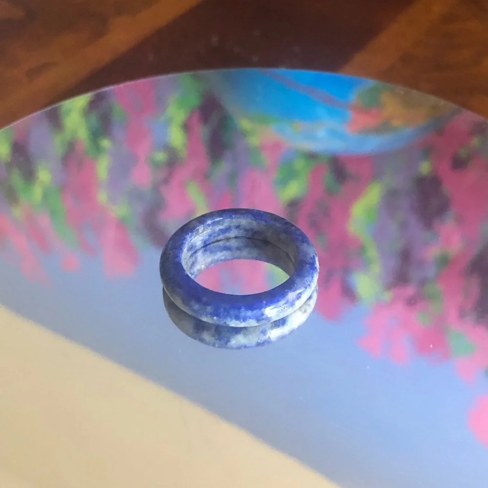 Handcrafted genuine sodalite stone band ring 9.5